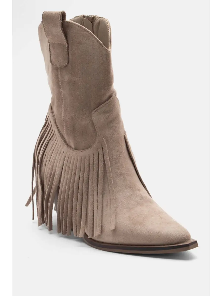 Bota cowboy con flecos Imola Beige