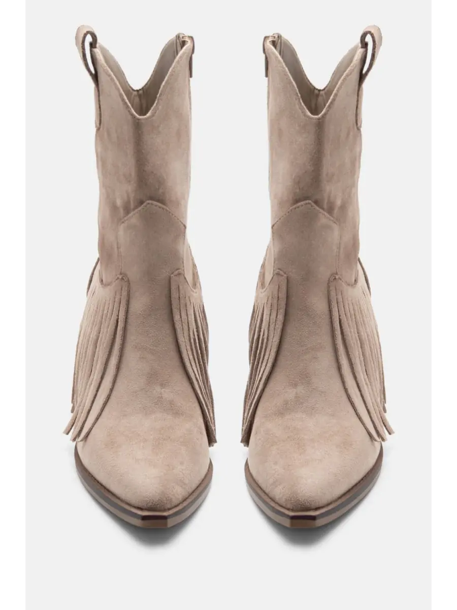 Bota cowboy con flecos Imola Beige