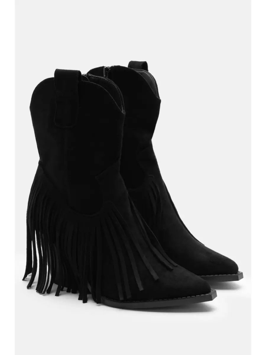Bota cowboy con flecos Imola Noir