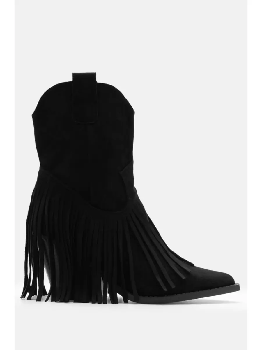 Bota cowboy con flecos Imola Noir