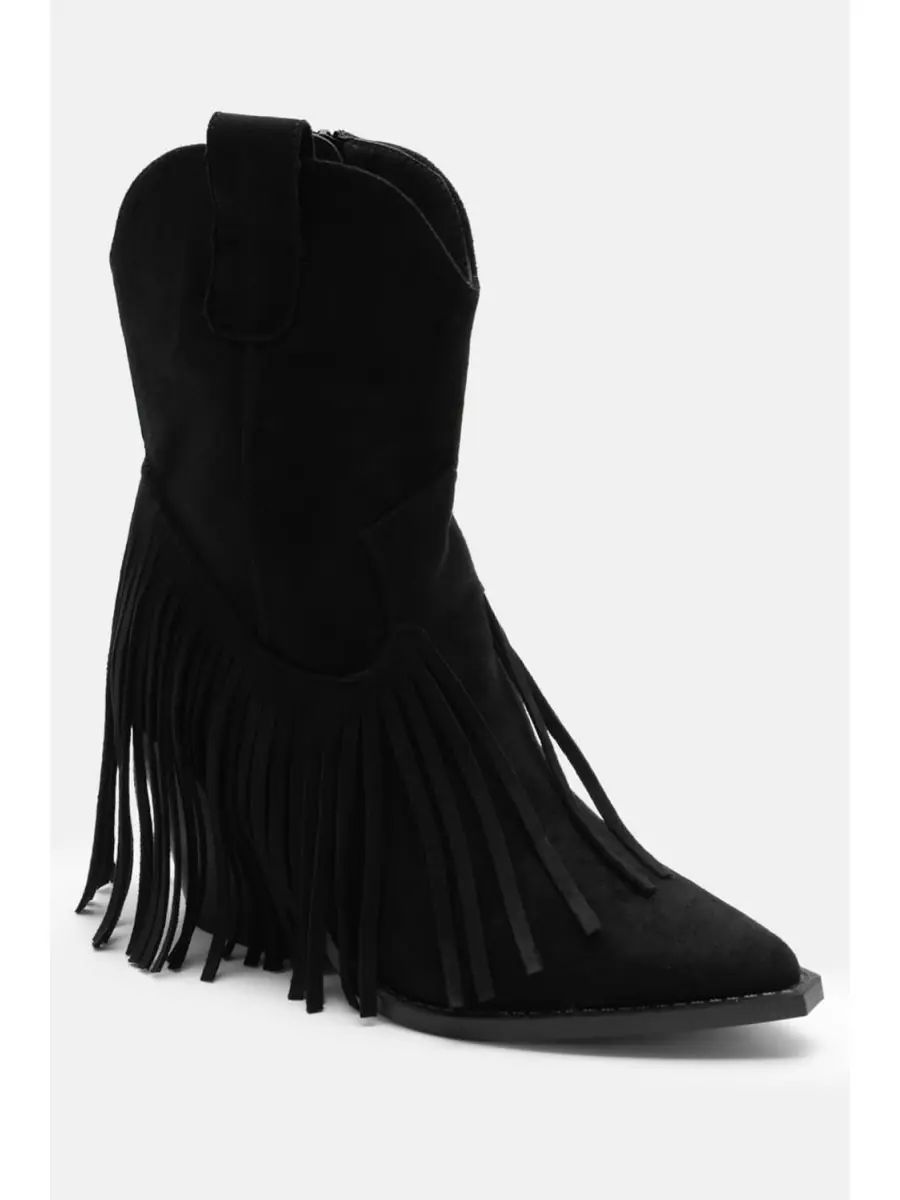 Bota cowboy con flecos Imola Noir