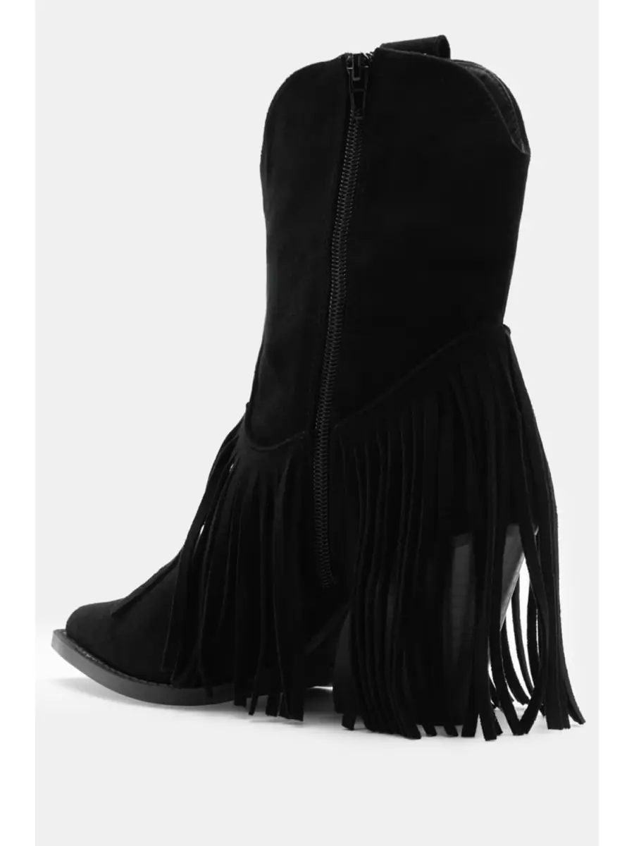 Bota cowboy con flecos Imola Noir