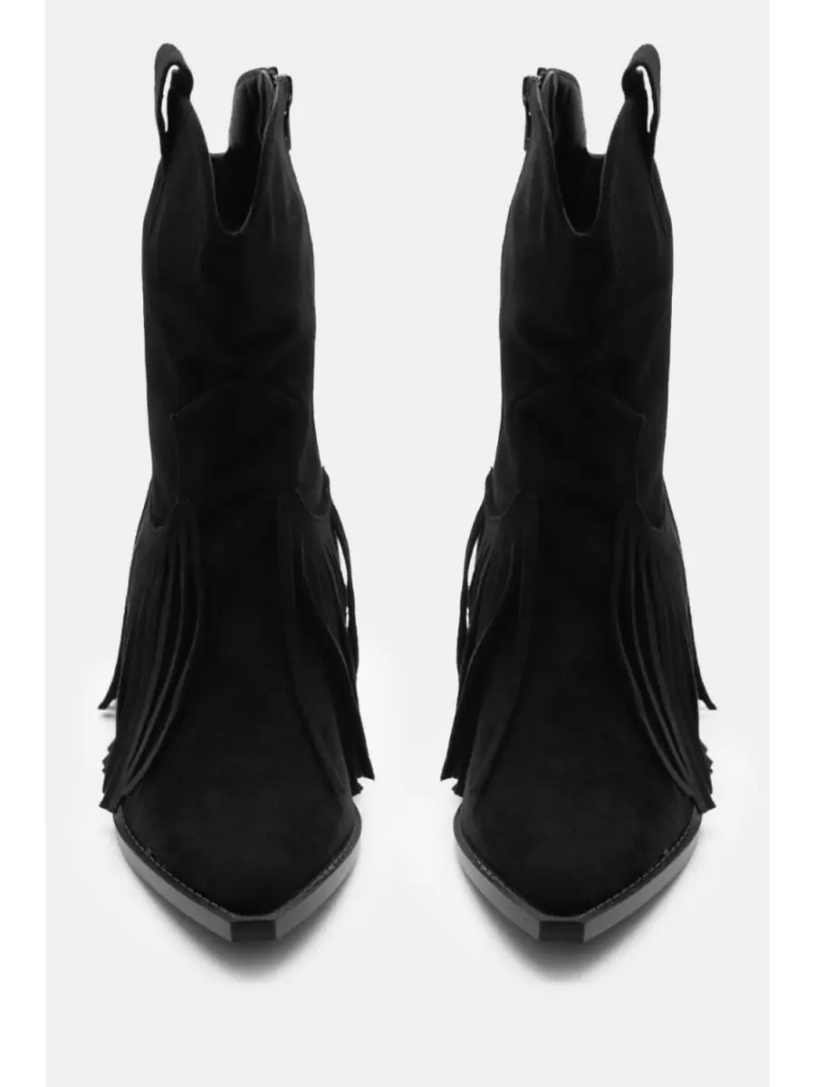Bota cowboy con flecos Imola Noir