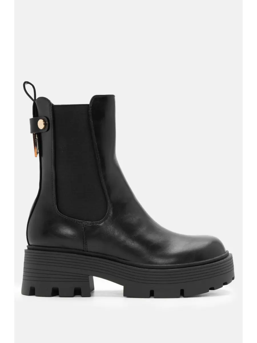 Botas con Cremallera y Detalles Dorados Sover Noir