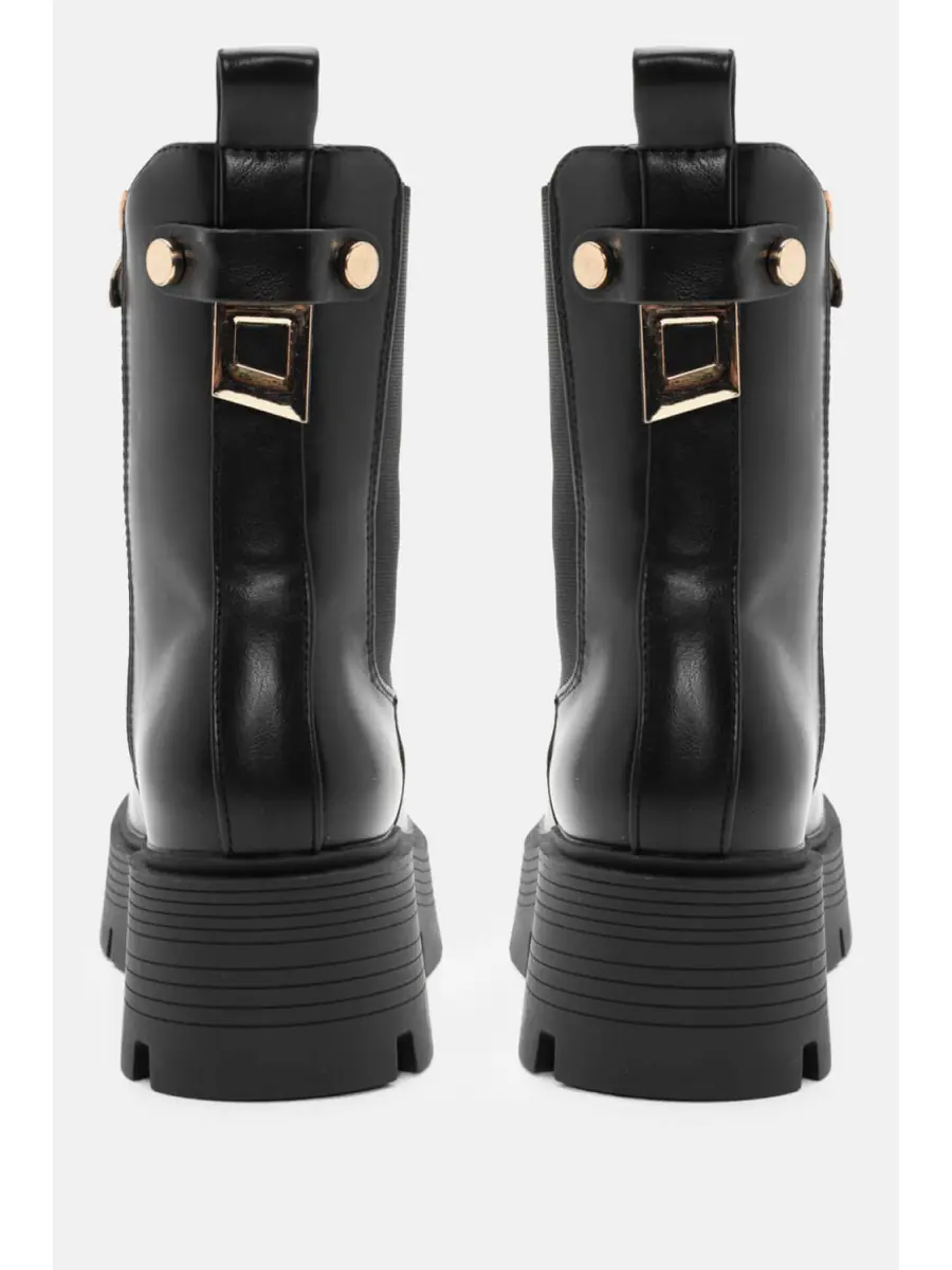 Botas con Cremallera y Detalles Dorados Sover Noir