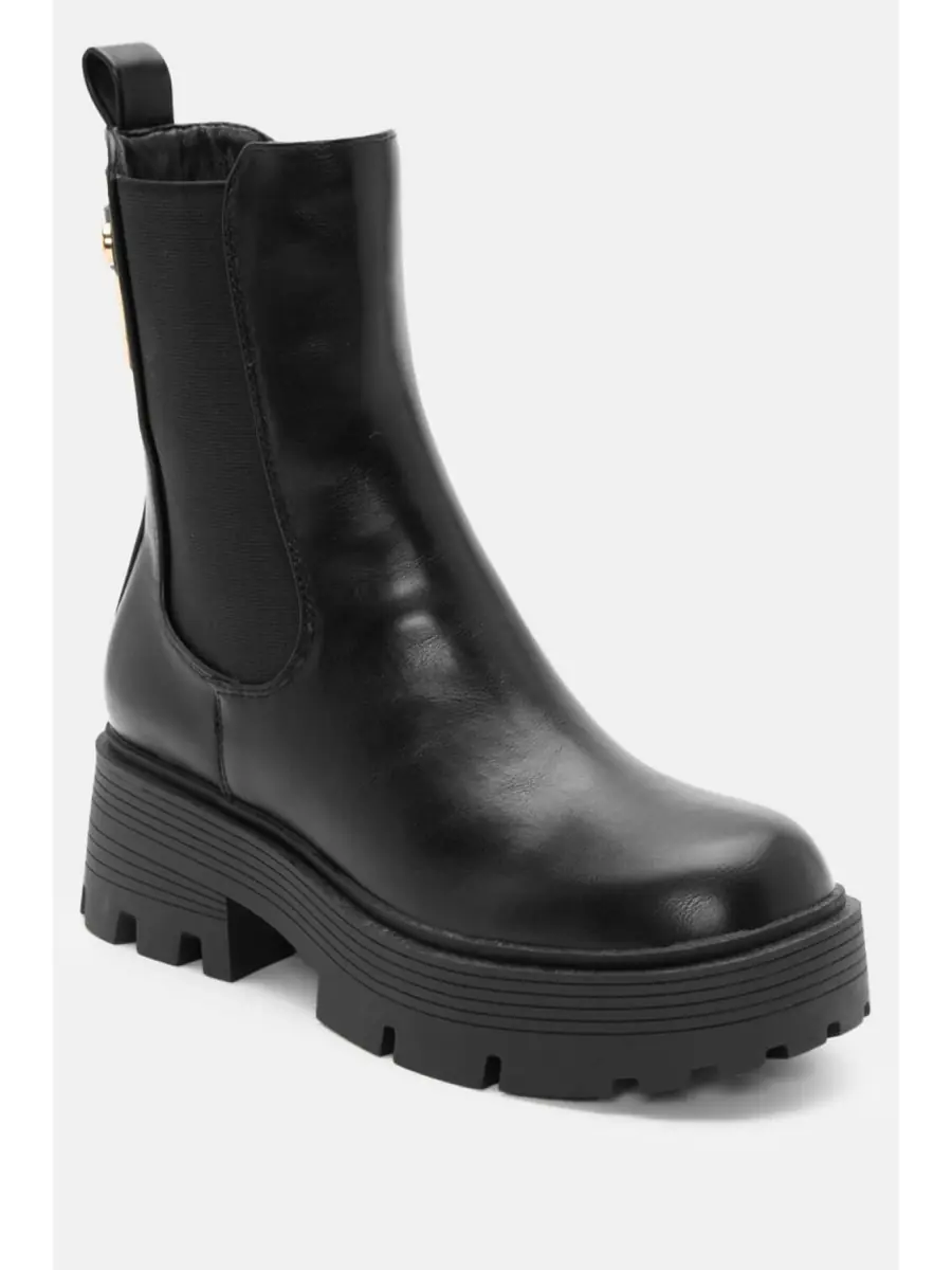 Botas con Cremallera y Detalles Dorados Sover Noir