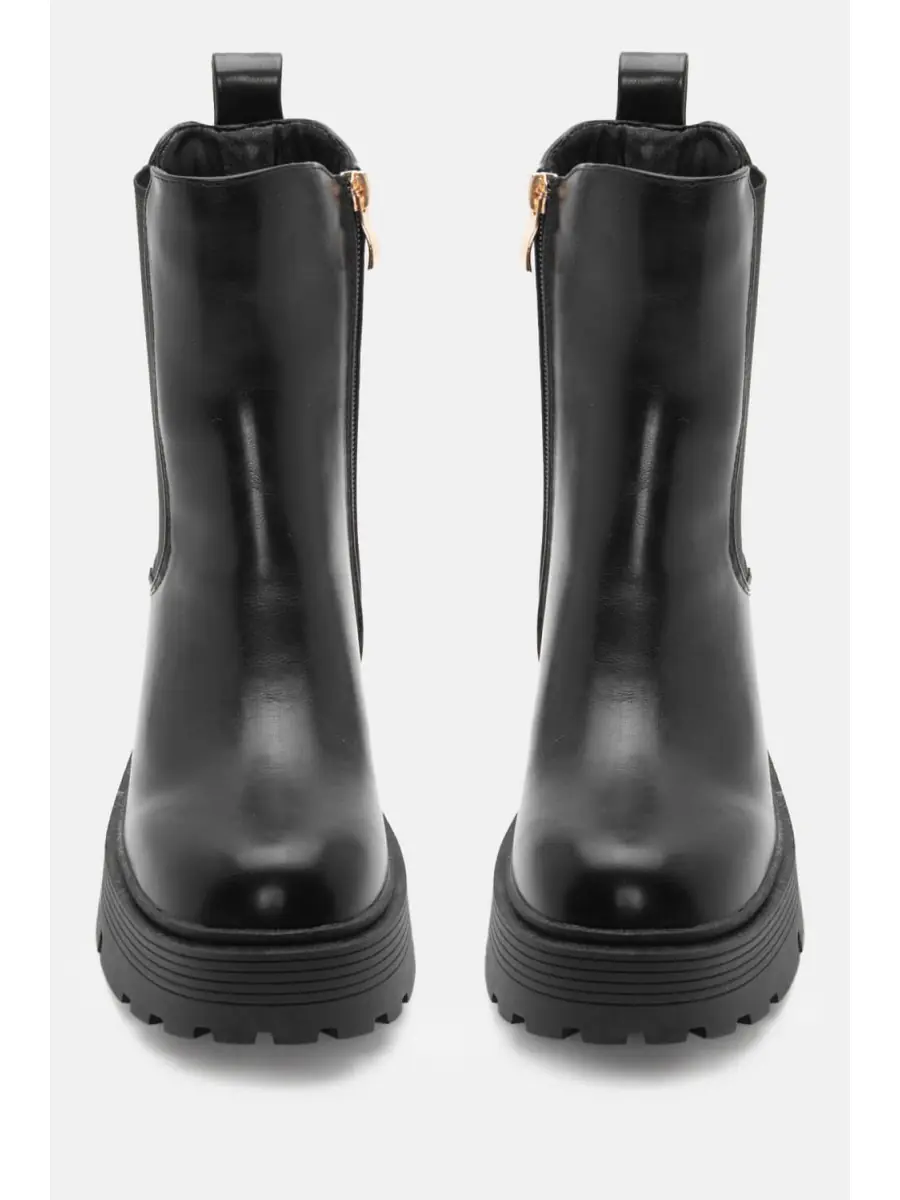 Botas con Cremallera y Detalles Dorados Sover Noir