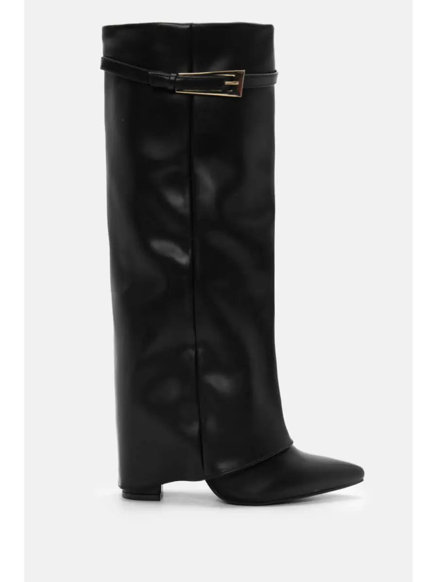 Botas de caña alta con tacon y punta fina Rivalta Noir