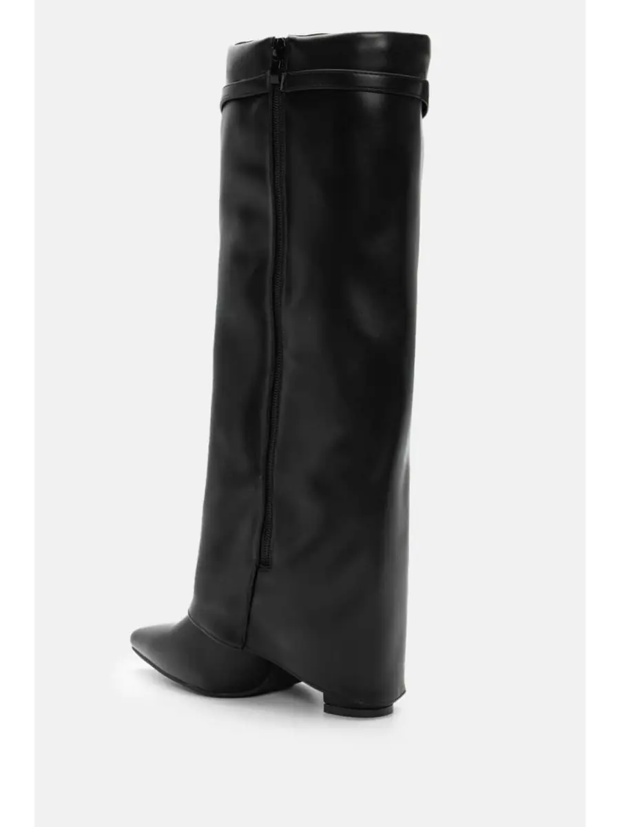 Botas de caña alta con tacon y punta fina Rivalta Noir