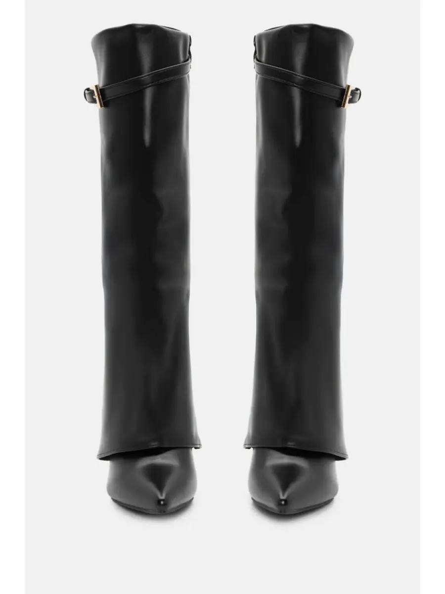 Botas de caña alta con tacon y punta fina Rivalta Noir