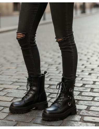 Botas Bikers con aplicaciones Plateadas Alseno Noir