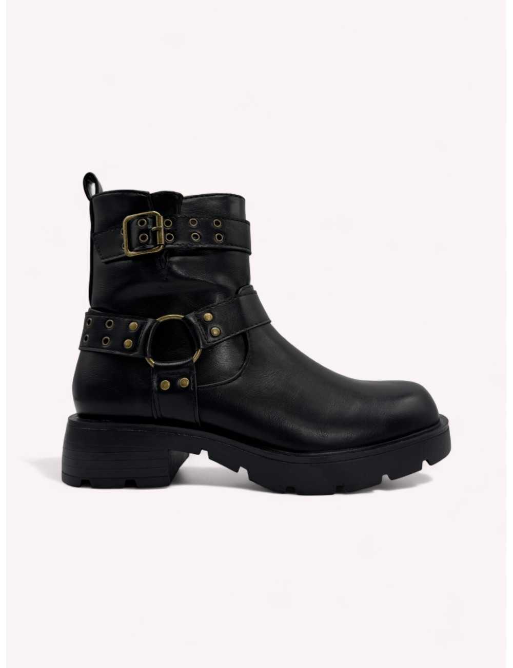 Botas con hebillas y tachuelas Luzza Noir