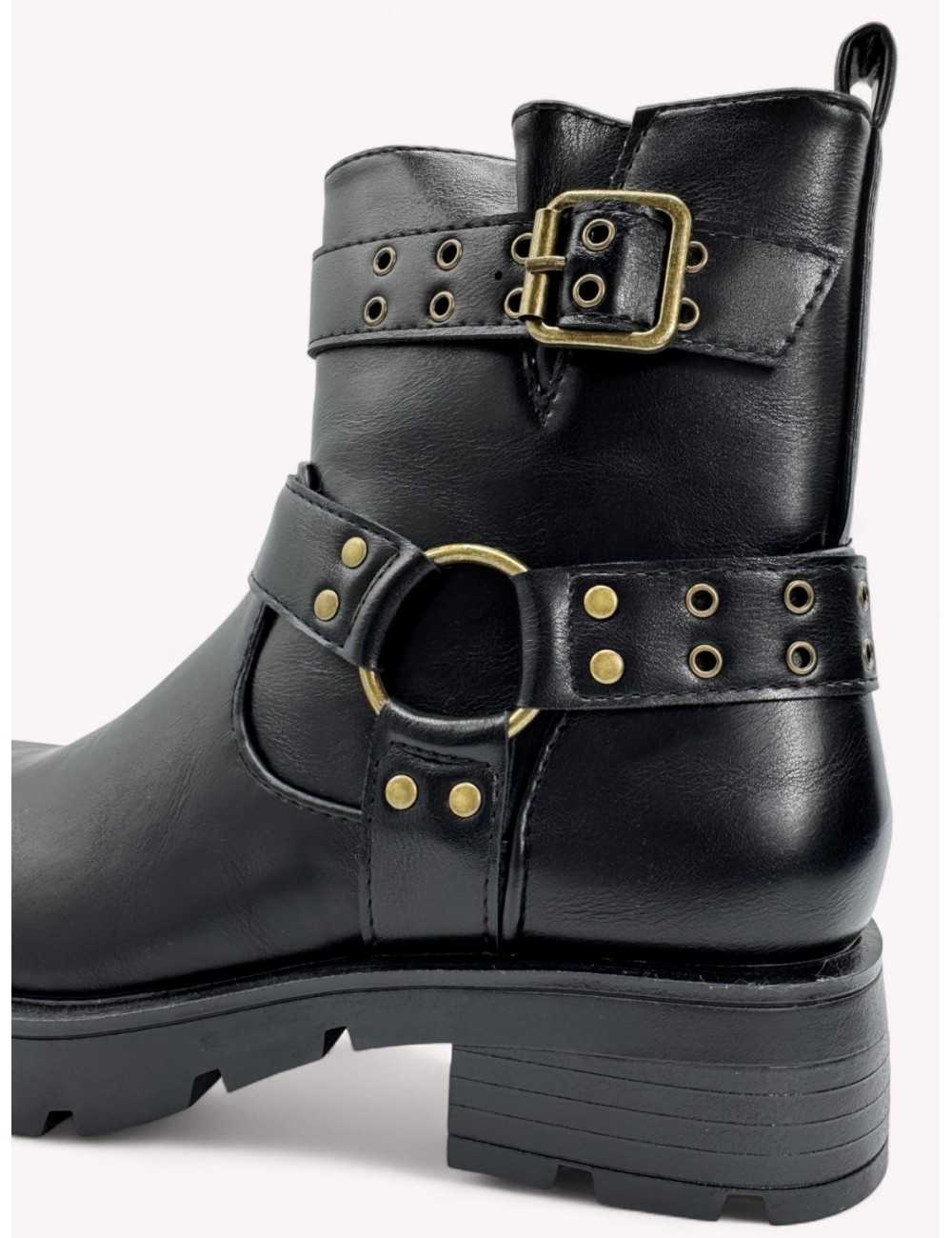 Botas con hebillas y tachuelas Luzza Noir