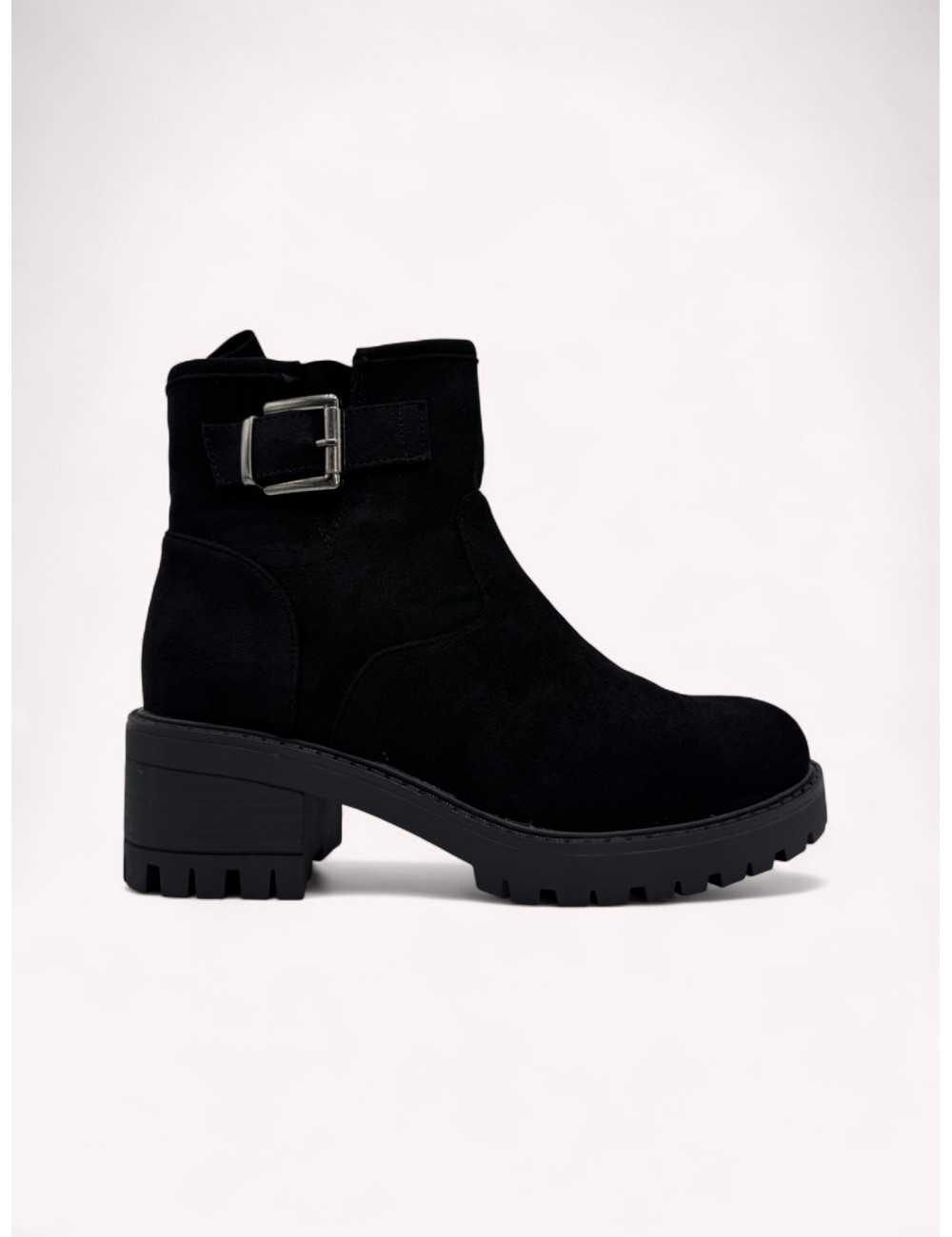 Botas de Ante con hebilla y cremallera Gubbio Noir