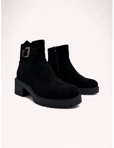 Botas de Ante con hebilla y cremallera Gubbio Noir