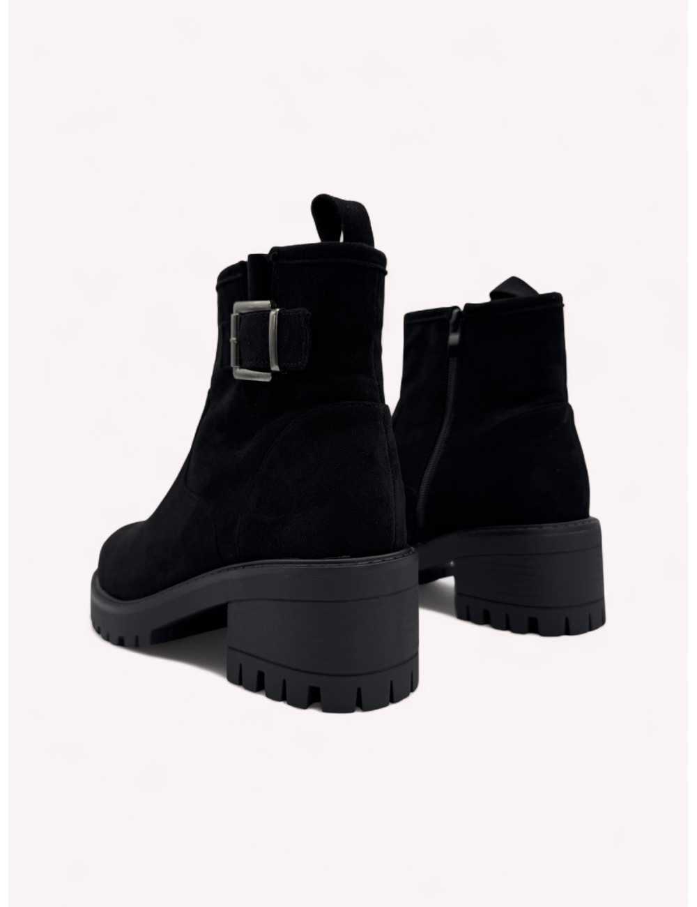 Botas de Ante con hebilla y cremallera Gubbio Noir