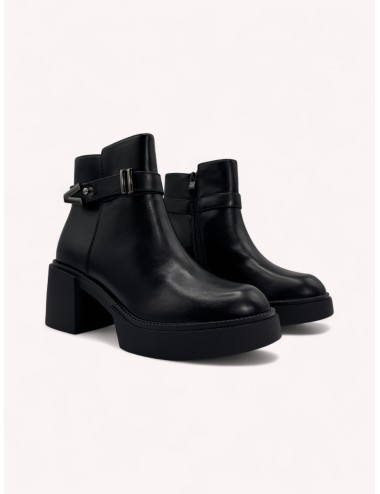 Botas con tacon grueso y cremallera Treviso Noir