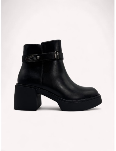 Botas con tacon grueso y cremallera Treviso Noir