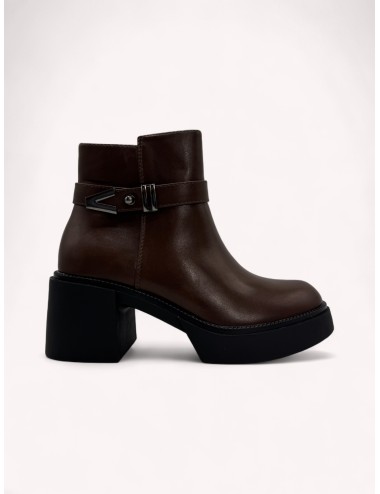 Botas con tacon grueso y cremallera Treviso Brown