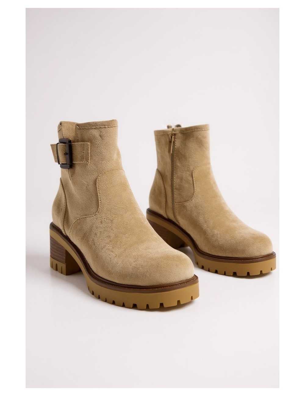 Botas de Ante con hebilla y cremallera Gubbio Khaki