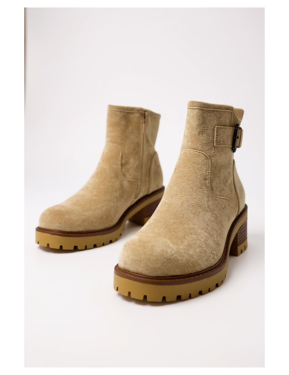 Botas de Ante con hebilla y cremallera Gubbio Khaki