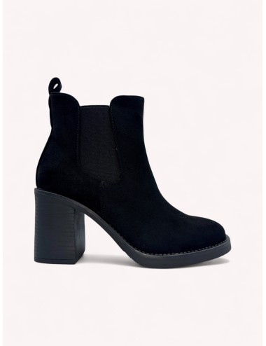 Botines con Tacon grueso y cremallera Sandi Noir