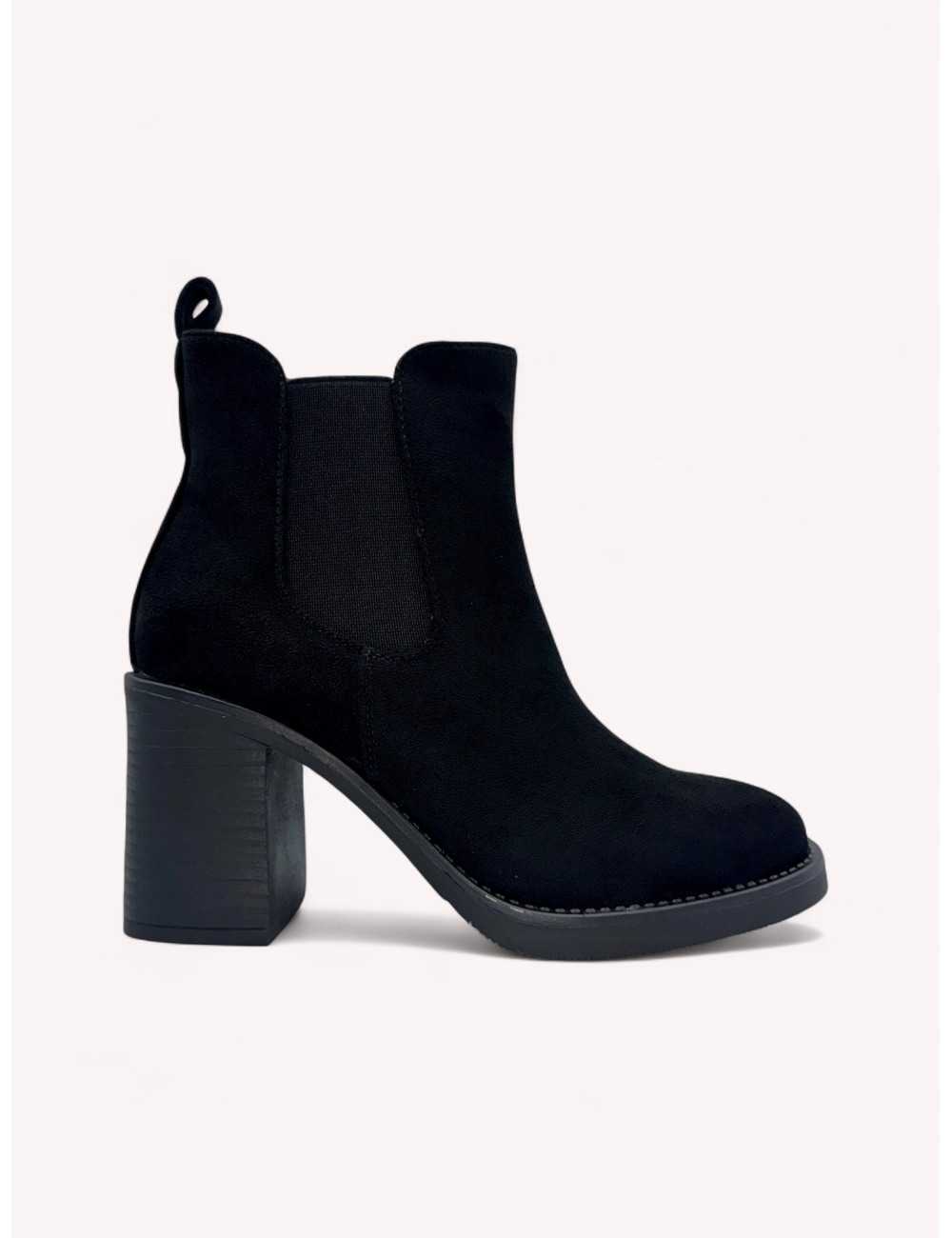 Botines con Tacon grueso y cremallera Sandi Noir