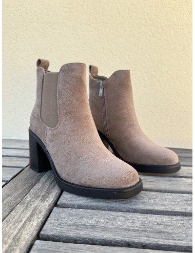 Botines con Tacon grueso y cremallera Sandi Khaki