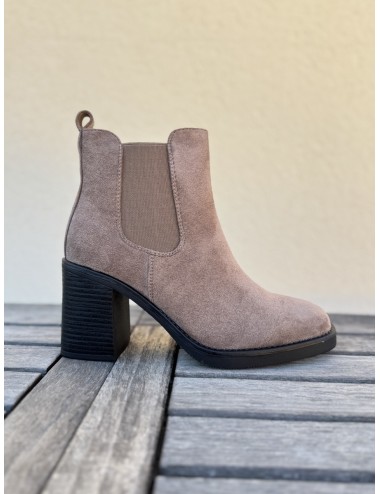 Botines con Tacon grueso y cremallera Sandi Khaki