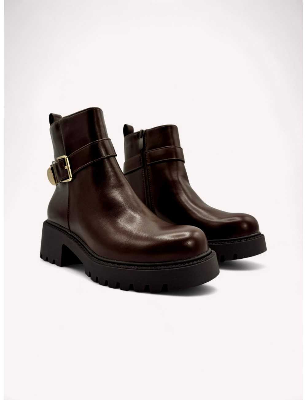 Botines con hebilla y cremallera Picerno Brown