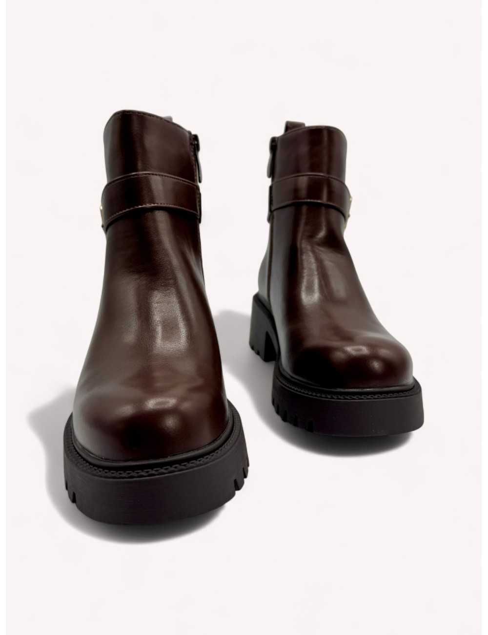 Botines con hebilla y cremallera Picerno Brown