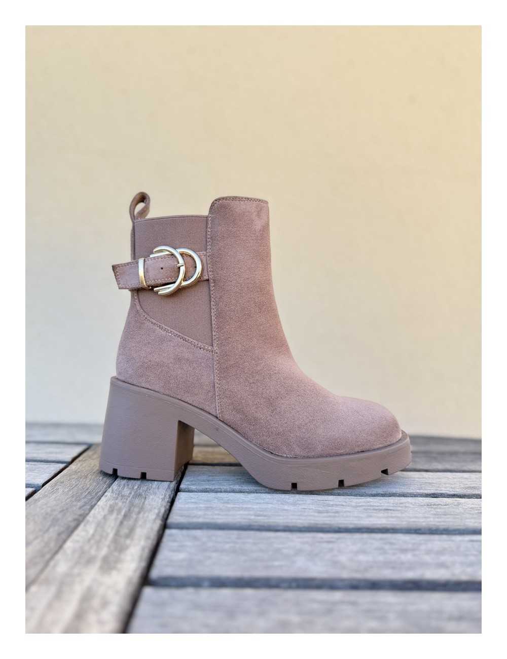 Botin de Ante con tacon grueso Rimini Khaki