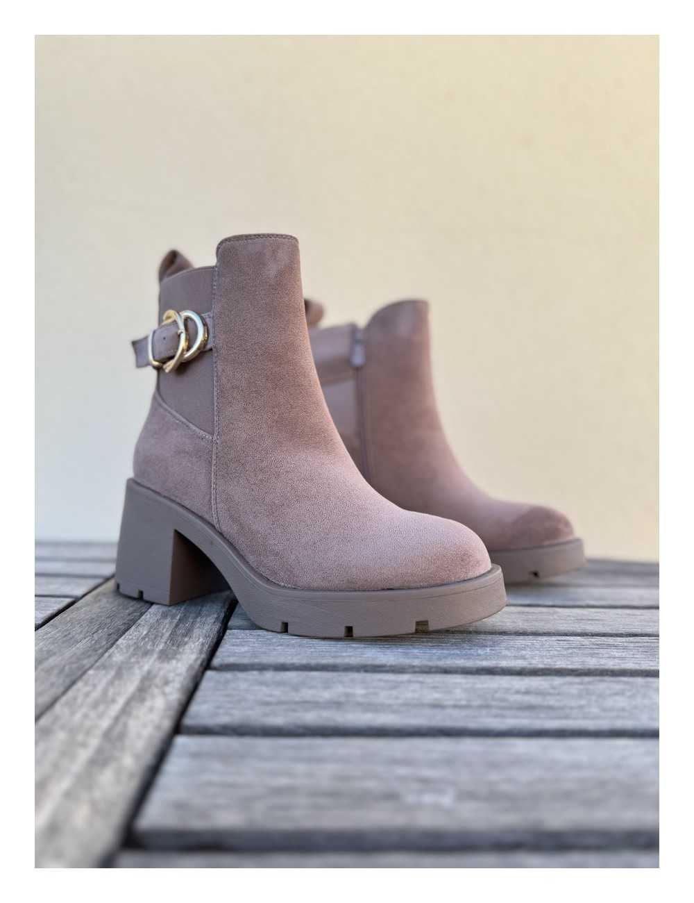 Botin de Ante con tacon grueso Rimini Khaki