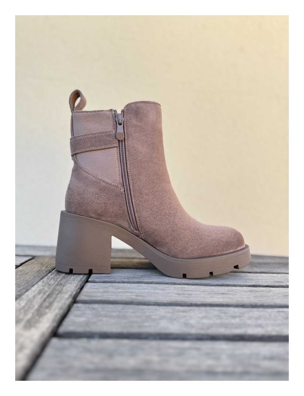 Botin de Ante con tacon grueso Rimini Khaki