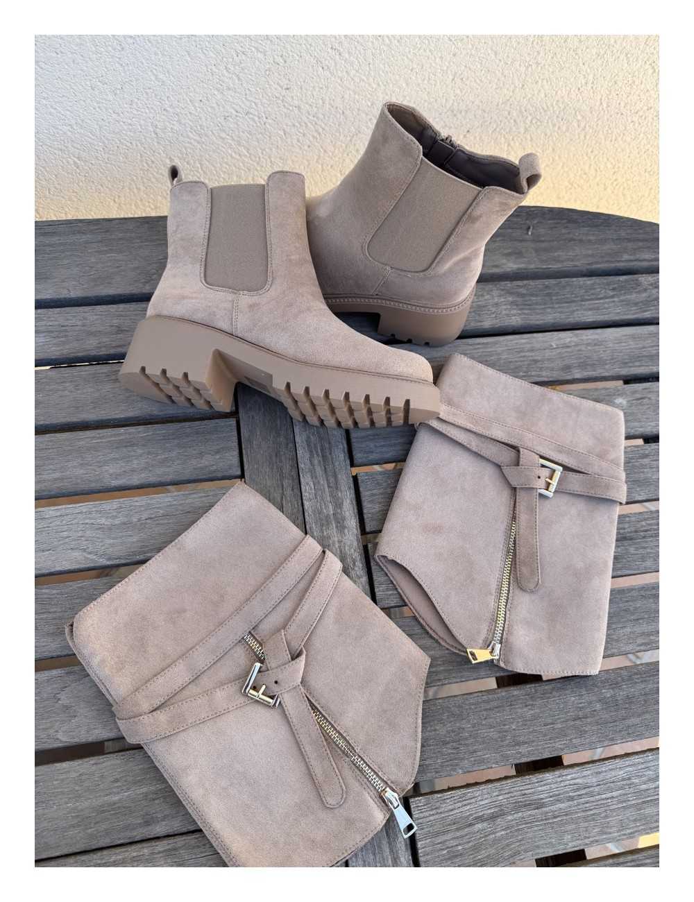 Botas con caña desmontable Renate Khaki