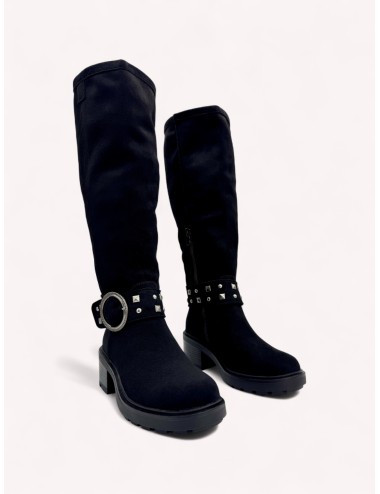 Botas alta con detalle plateado Torino Noir
