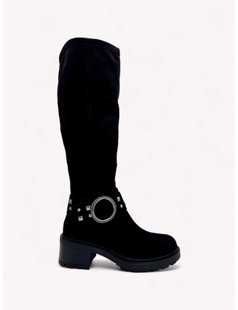 Botas alta con detalle plateado Torino Noir