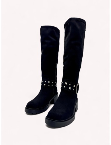 Botas alta con detalle plateado Torino Noir