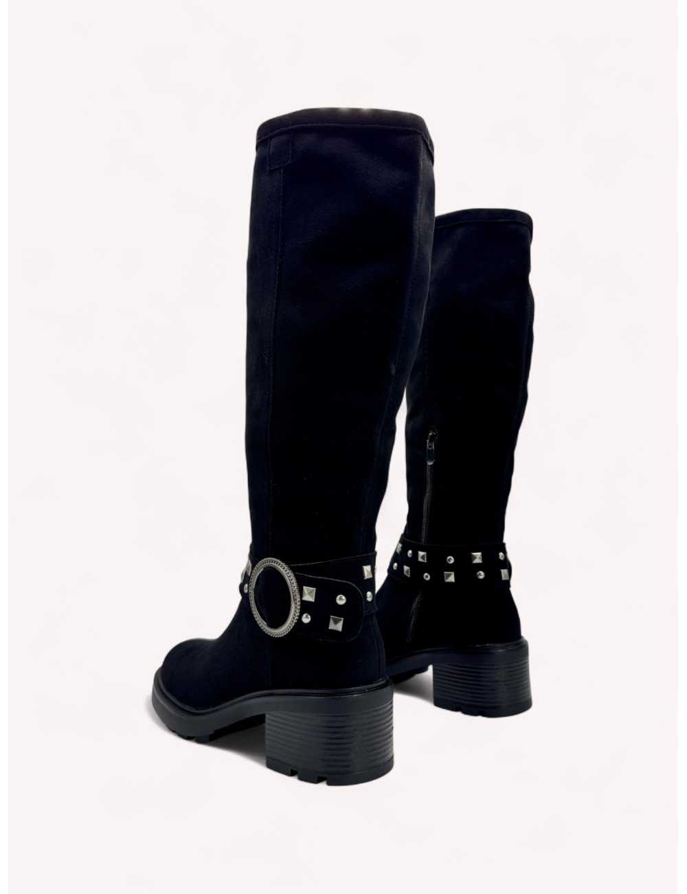 Botas alta con detalle plateado Torino Noir