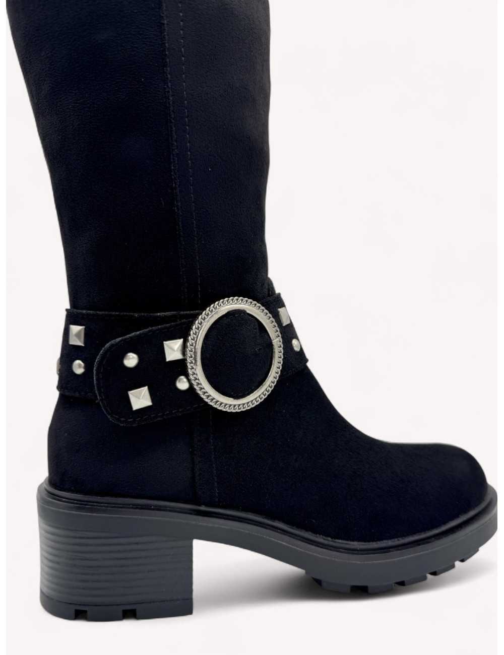 Botas alta con detalle plateado Torino Noir