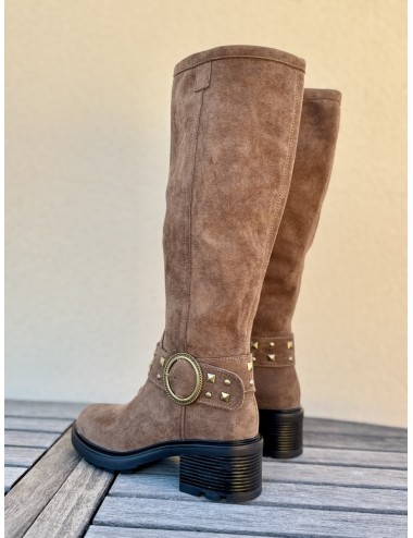 Botas alta con detalle en bronce Torino Khaki