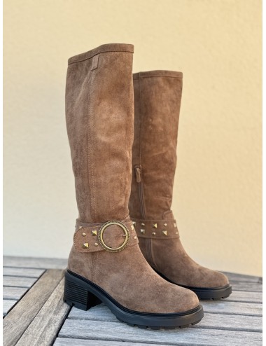Botas alta con detalle en bronce Torino Khaki