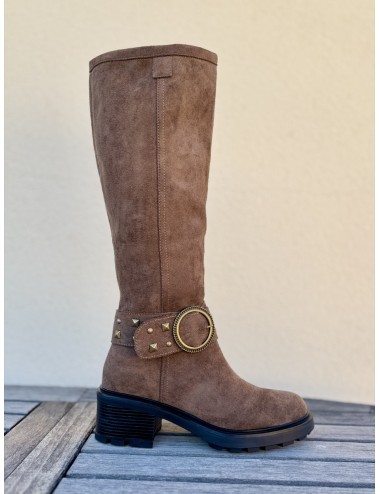 Botas alta con detalle en bronce Torino Khaki