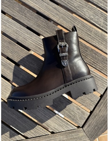 Botas moteras con hebilla y cremallera Molise Brown