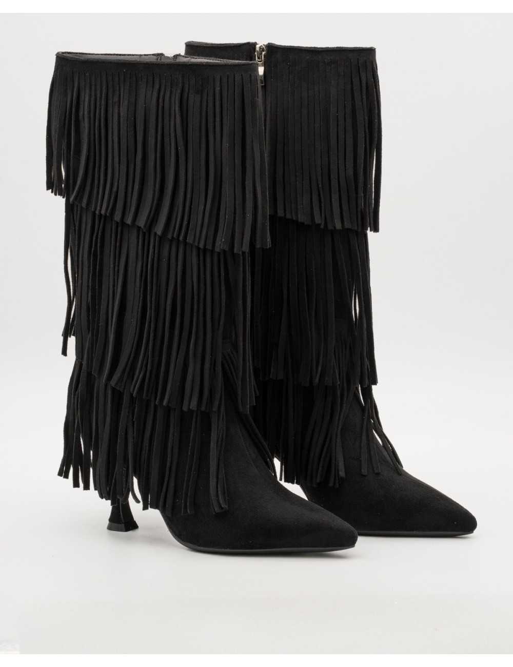 Botas Con Flecos Livorno Black