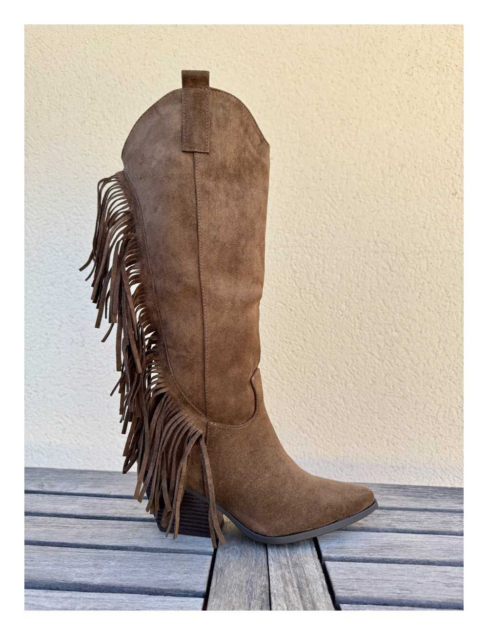 Botas Cowboy con Flecos Verona Khaki