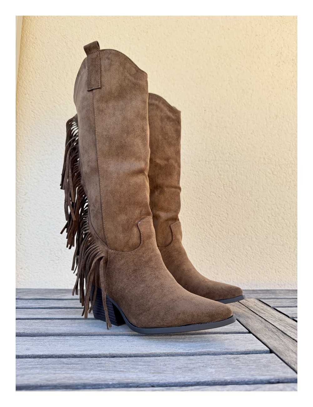 Botas Cowboy con Flecos Verona Khaki