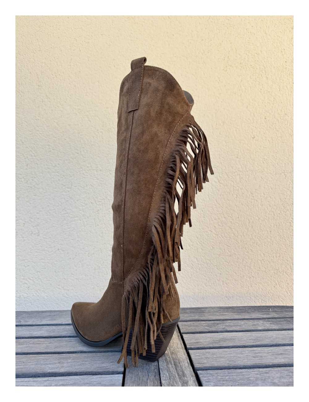 Botas Cowboy con Flecos Verona Khaki