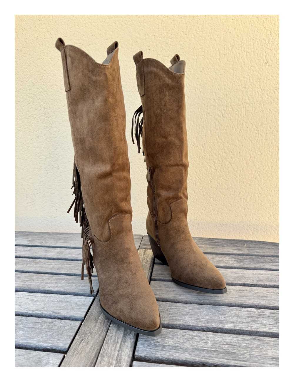 Botas Cowboy con Flecos Verona Khaki