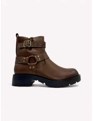 Botas con hebillas y tachuelas Luzza Brown